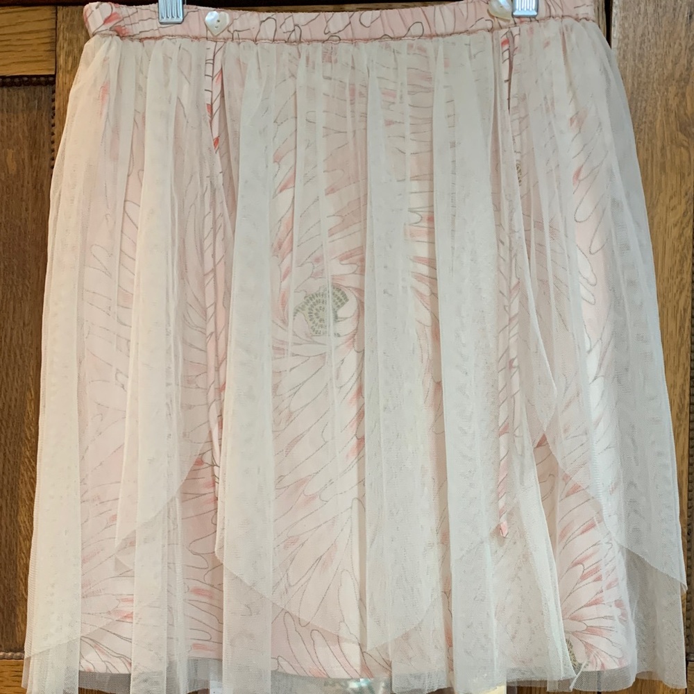 Lux Pleated Sheer Overlay Pink Floral Women's Skirt